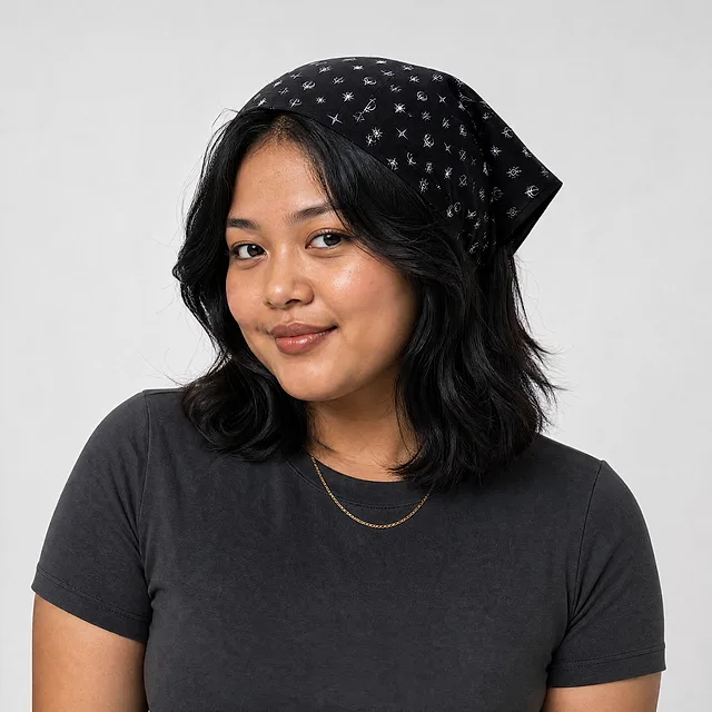 Cosmic Monogram Bandana on model
