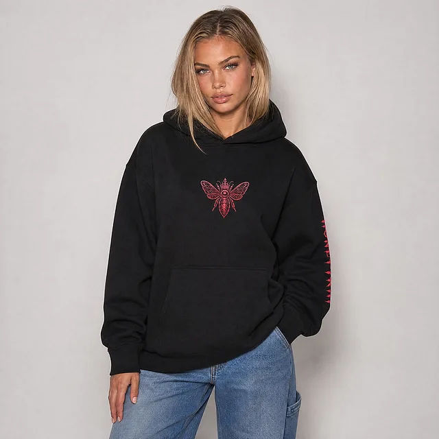 Honeytrap Bee Court Oversized Hoodie on model