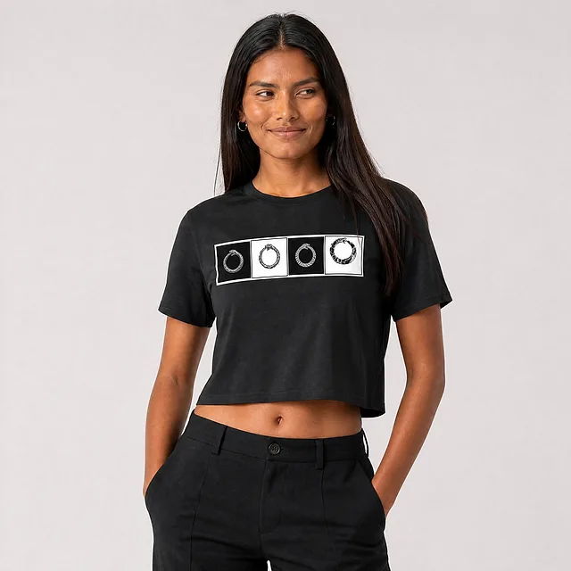 Ouroboros Checkerboard Crop Top on model