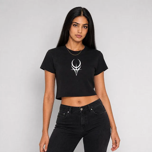 Horns Sigil Crop Top on model
