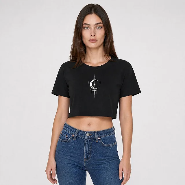 Moon Sigil Crop Top on model