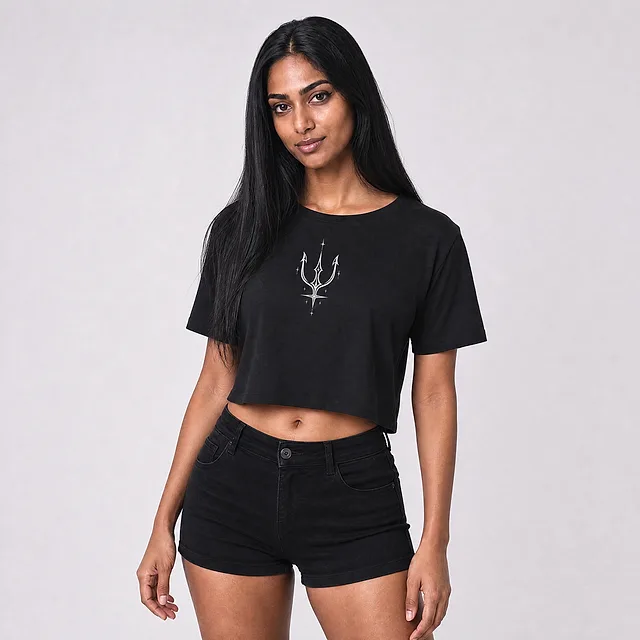 Neptune Sigil Crop Top on model