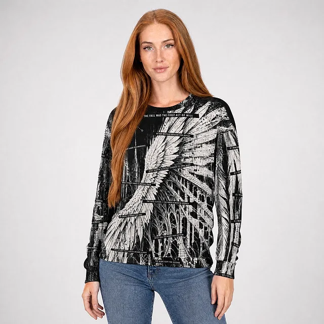 Black Feather Testament Sweatshirt on model
