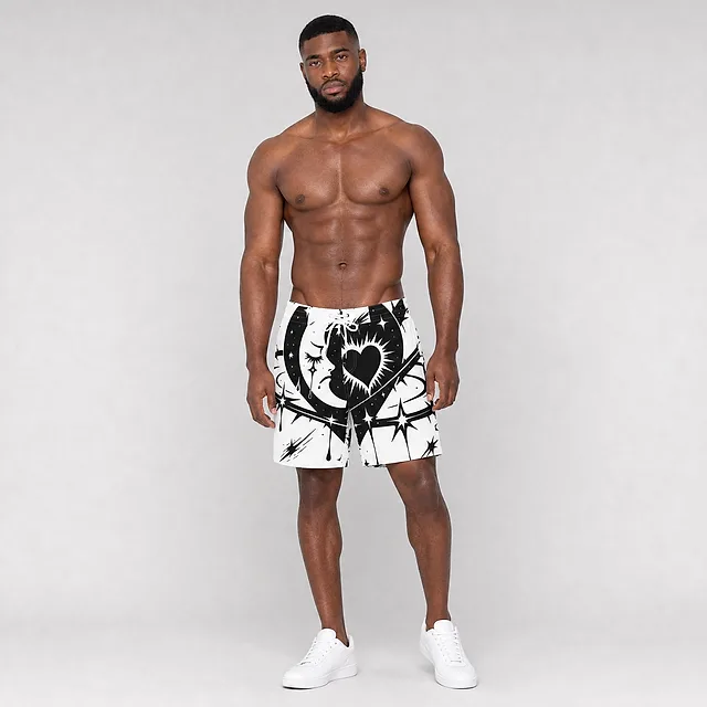 Cosmic Heartbreak Board Shorts on model