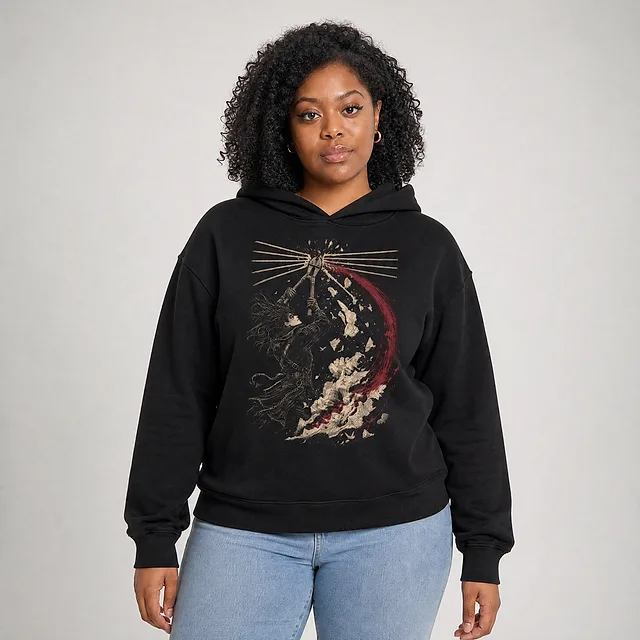 Cut the Sky Loose Hoodie on model