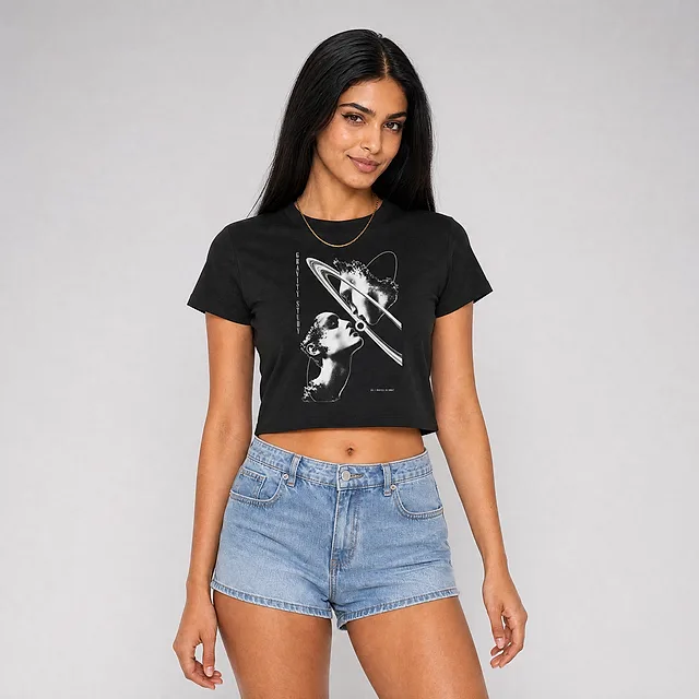 Gravity Study Crop Top on model