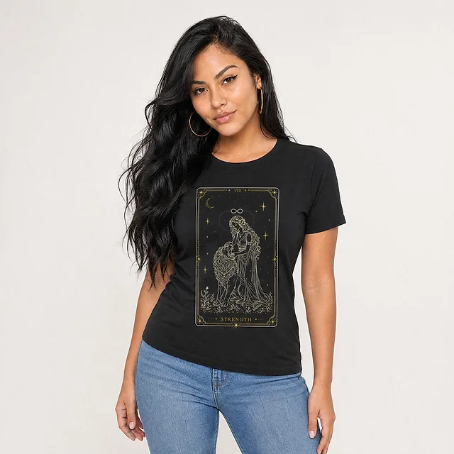 Strength Tarot Tee on model