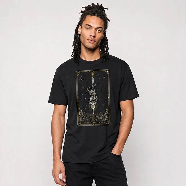 The Hanged Man Tarot Tee on model