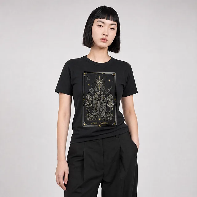 The Lovers Tarot Tee on model