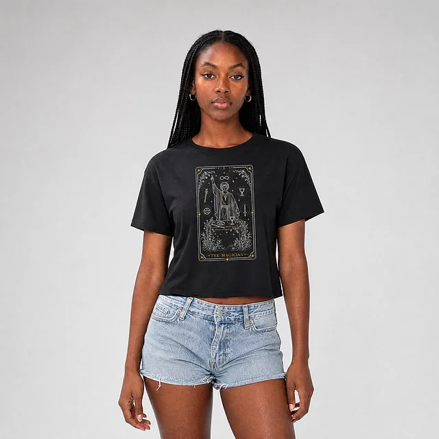 The Magician Tarot Crop Top on model