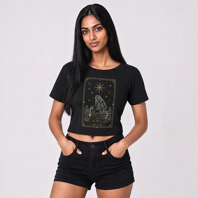 The Star Tarot Crop Top on model