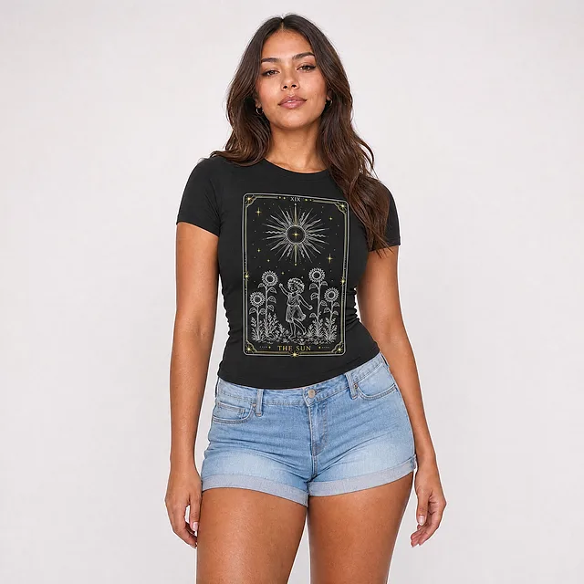 The Sun Tarot Tee on model