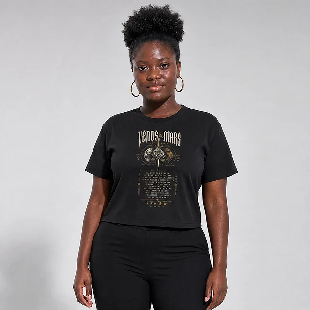 Love & War Tracklist Crop Top on model
