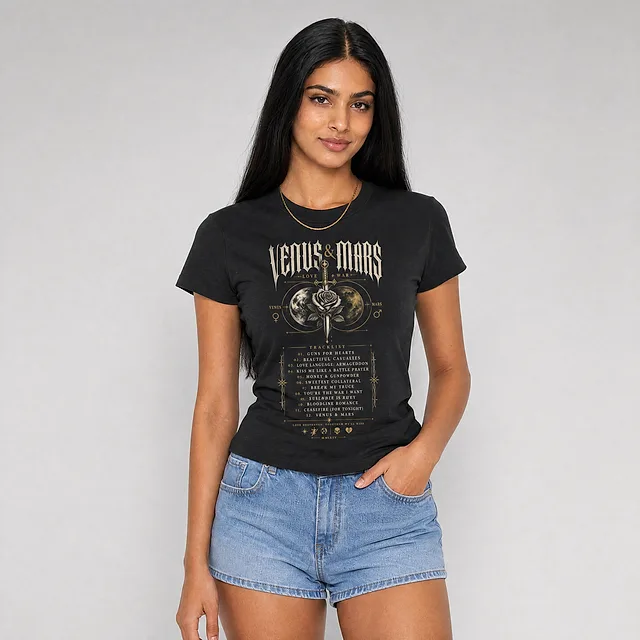 Love & War Tracklist Tee on model
