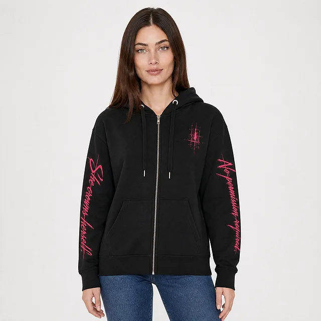 Witch Throne Static Zip Hoodie on model
