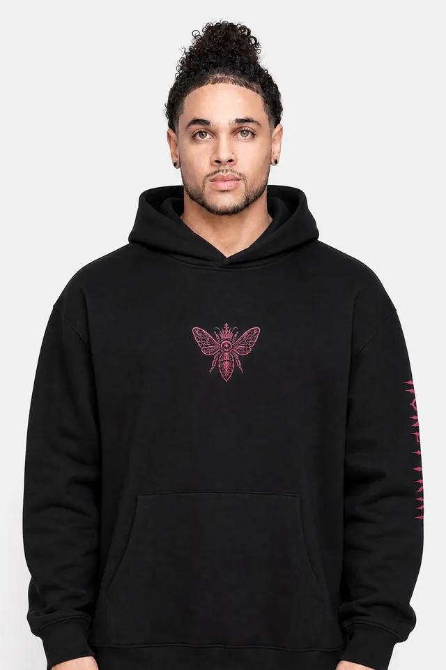 Honeytrap Bee Court Oversized Hoodie on model