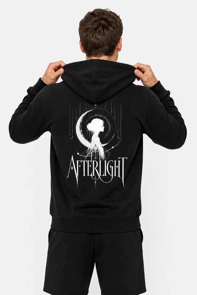 Dissolving Halo Hoodie on model
