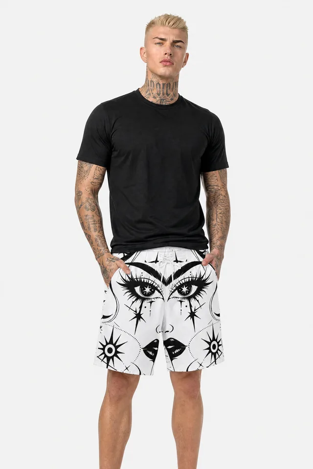 Bad Omen Beauty Board Shorts on model