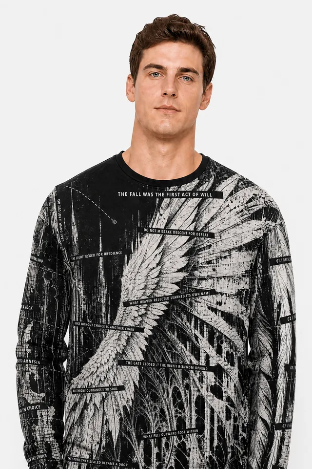 Black Feather Testament Sweatshirt on model