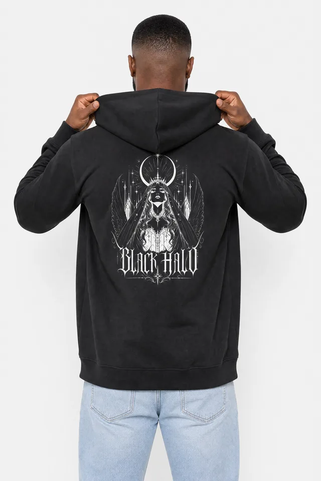 Crescent Crown Hoodie on model