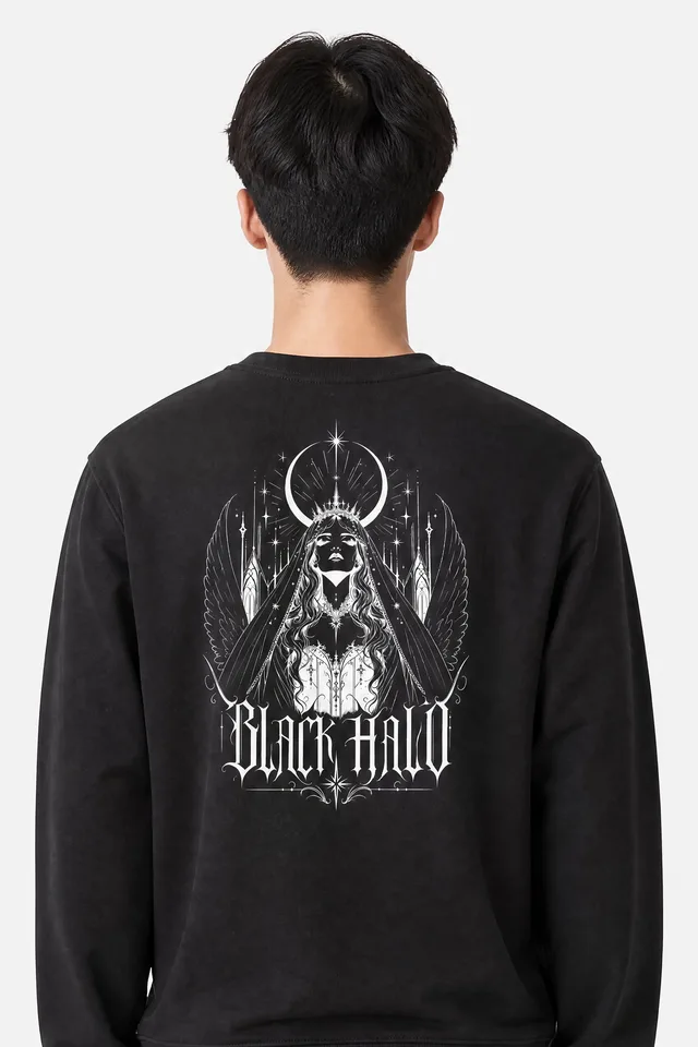 Crescent Crown Sweatshirt on model