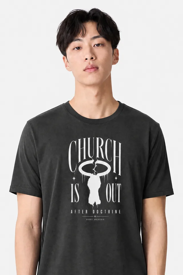 Church Is Out Oversized Tee on model