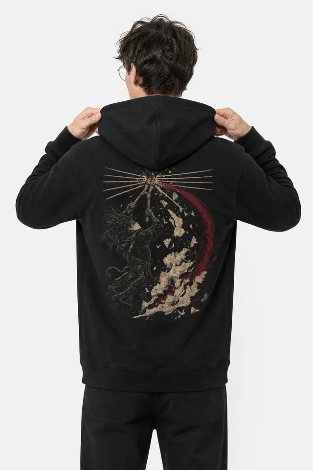 Cut the Sky Loose Hoodie on model