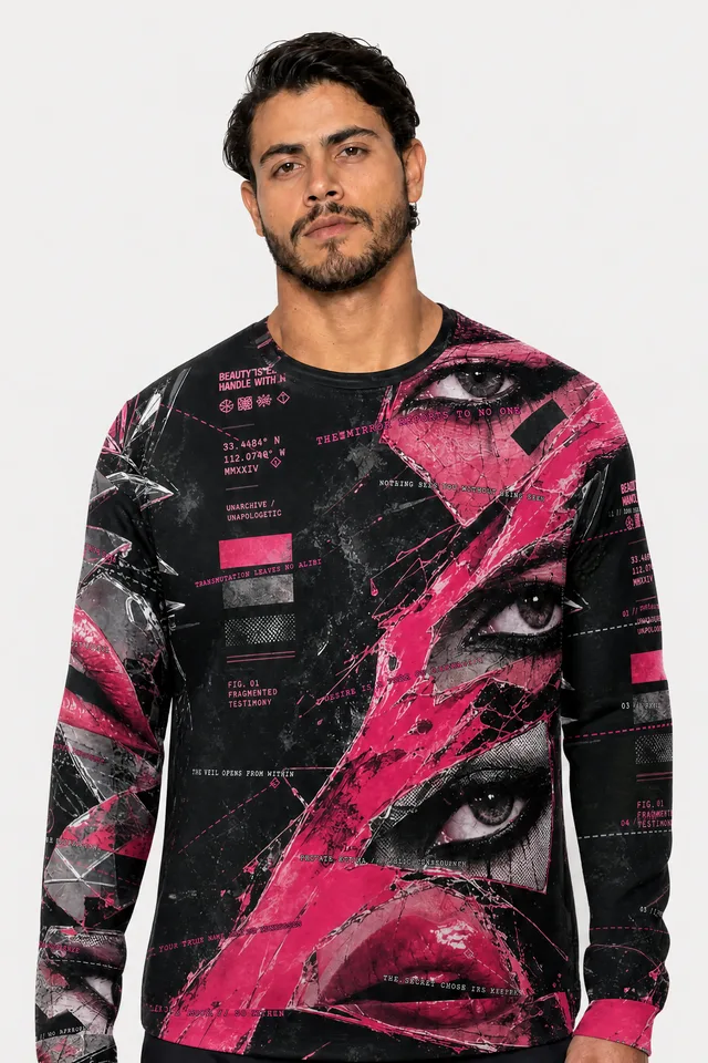 Heretic Mirror Sweatshirt on model