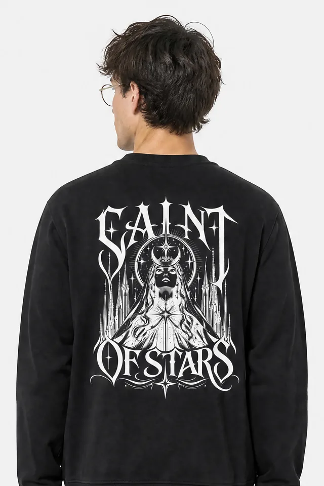 Crowned Saint Sweatshirt on model
