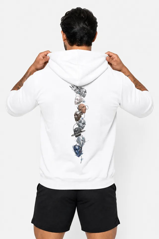 The Planets I Became Hoodie on model
