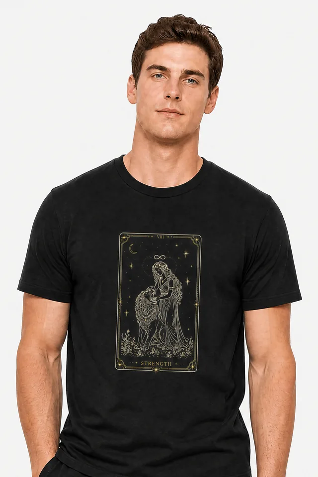 Strength Tarot Tee on model