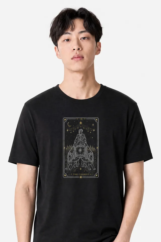 The Chariot Tarot Tee on model