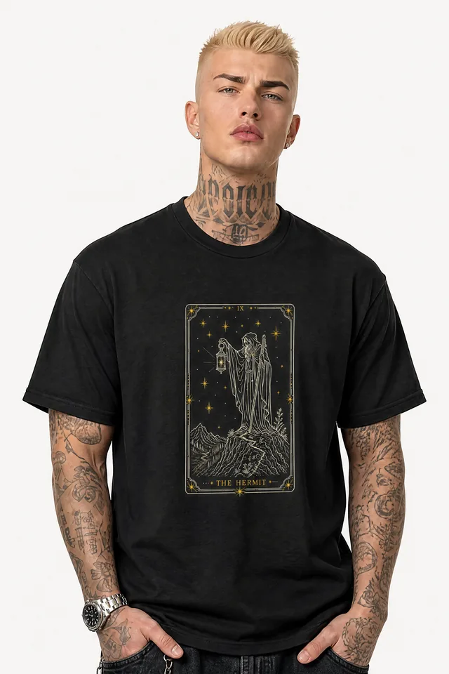 The Hermit Tarot Tee on model