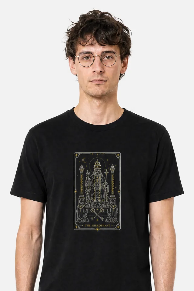 The Hierophant Tarot Tee on model