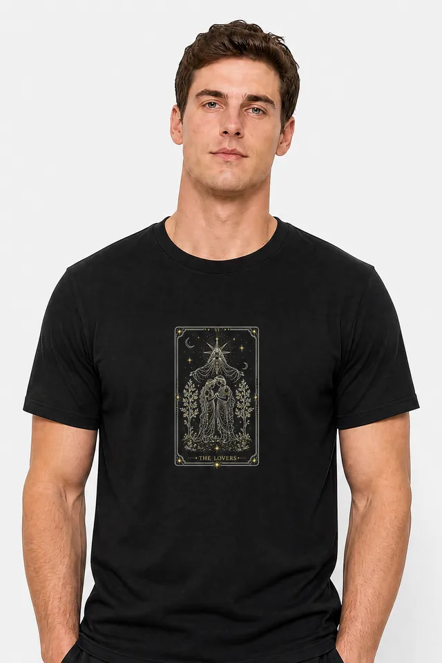 The Lovers Tarot Tee on model