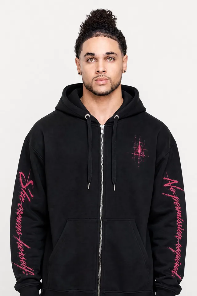 Witch Throne Static Zip Hoodie on model