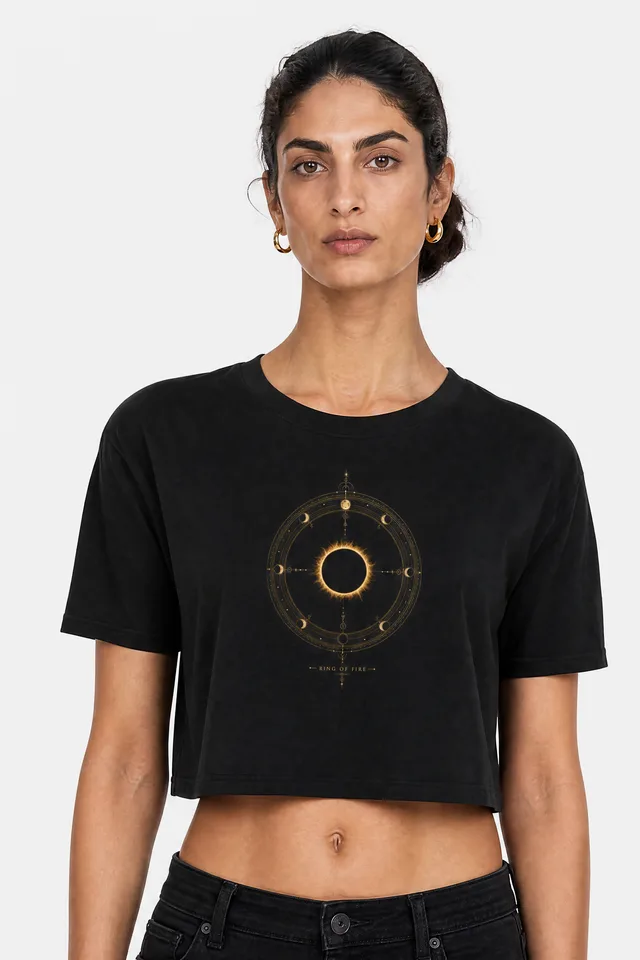 Ring of Fire Crop Top on model