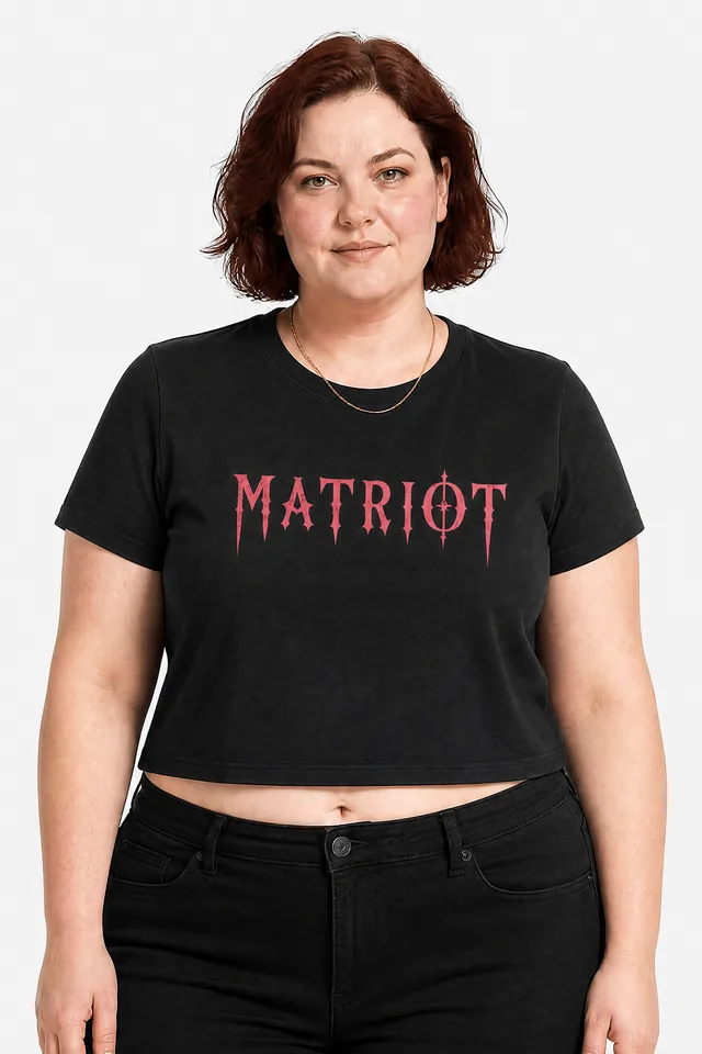 MATRIOT Baby Tee on model