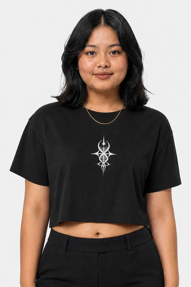 Helix Sigil Crop Top on model