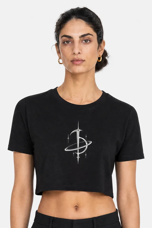 Saturn Sigil Crop Top on model