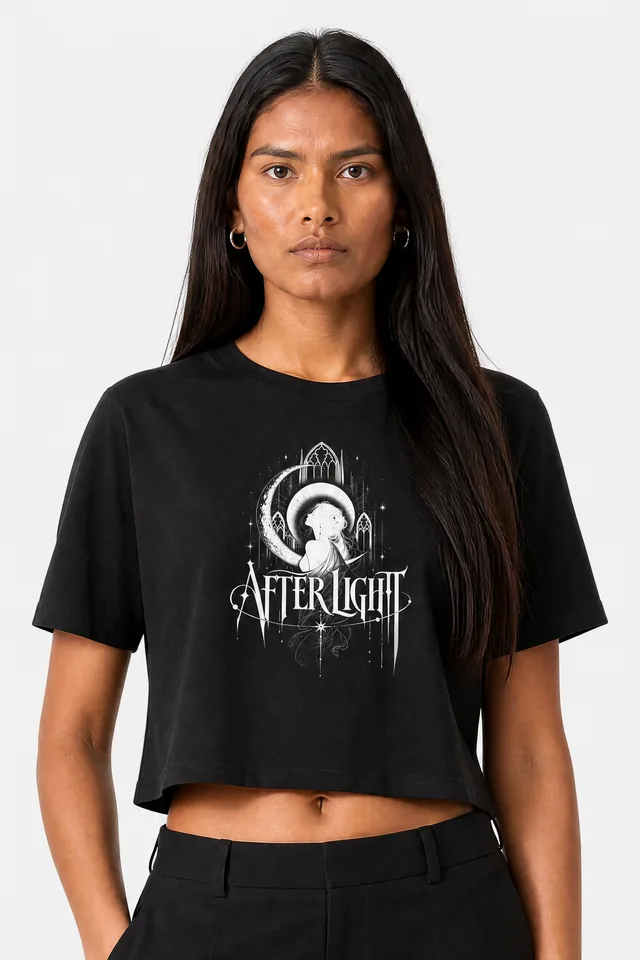 Crescent Vigil Crop Top on model