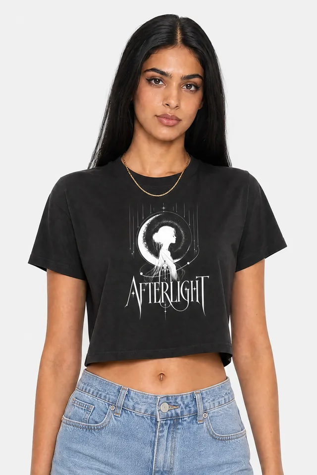 Dissolving Halo Crop Top on model