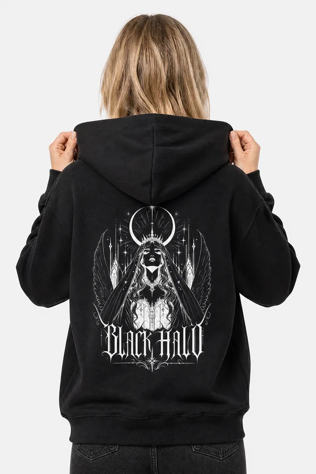 Crescent Crown Hoodie on model