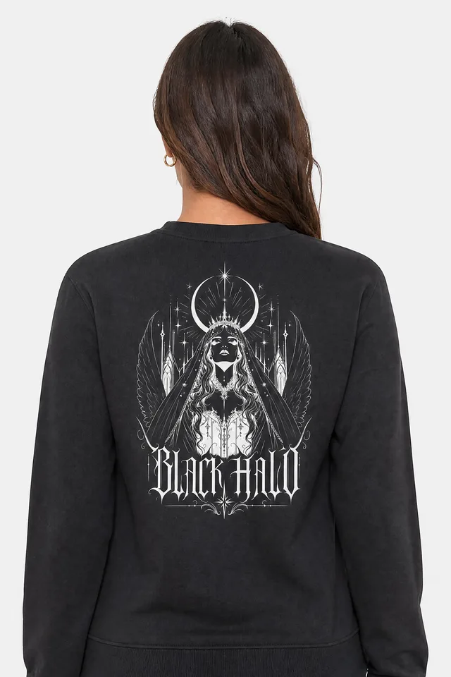 Crescent Crown Sweatshirt on model