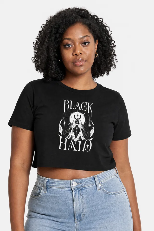 Winged Halo Crop Top on model