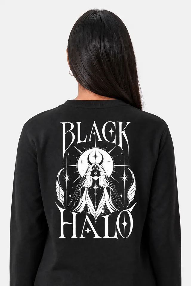 Winged Halo Sweatshirt on model