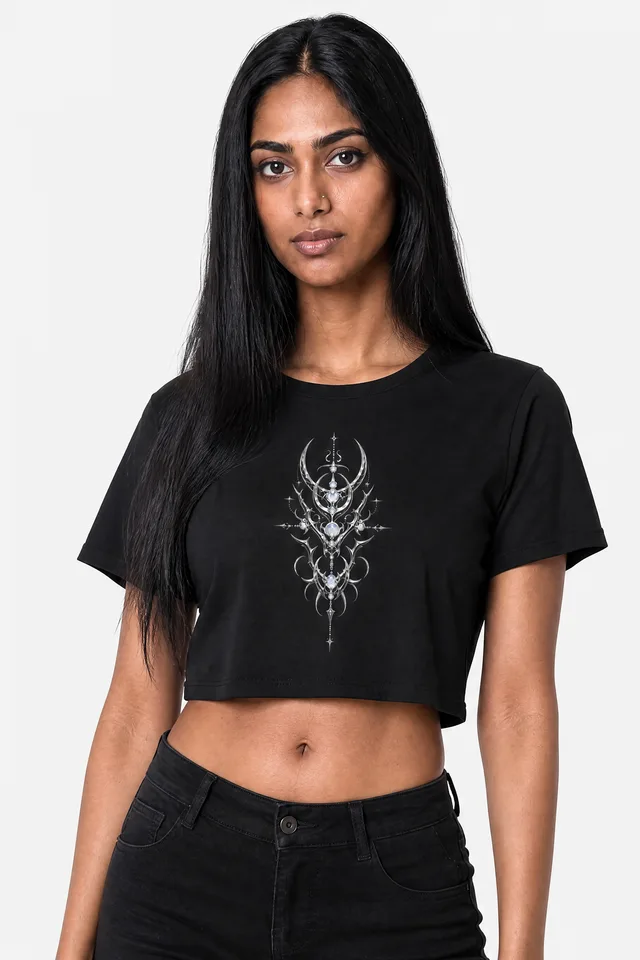 Triple Crescent Crop Top on model