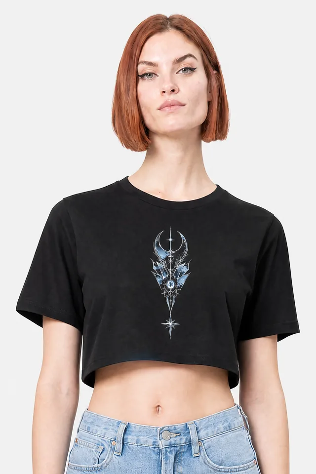 Scrying Pendant Crop Top on model