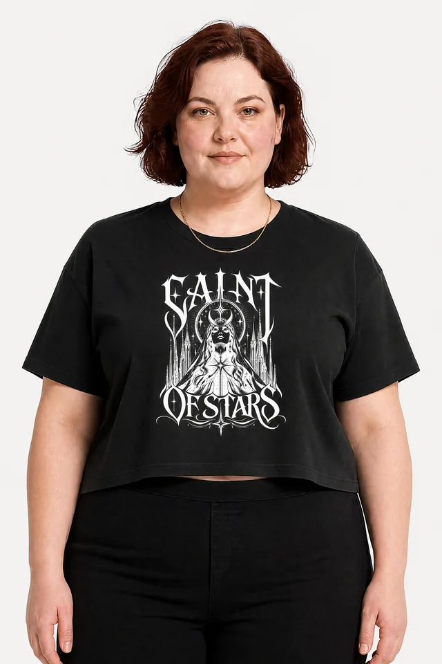 Crowned Saint Crop Top on model
