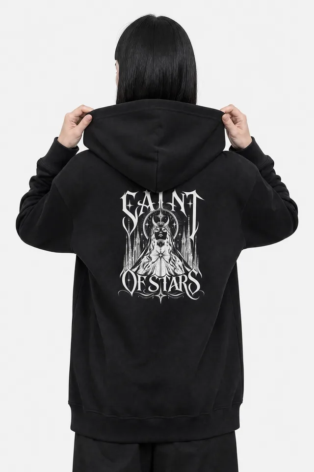 Crowned Saint Hoodie on model